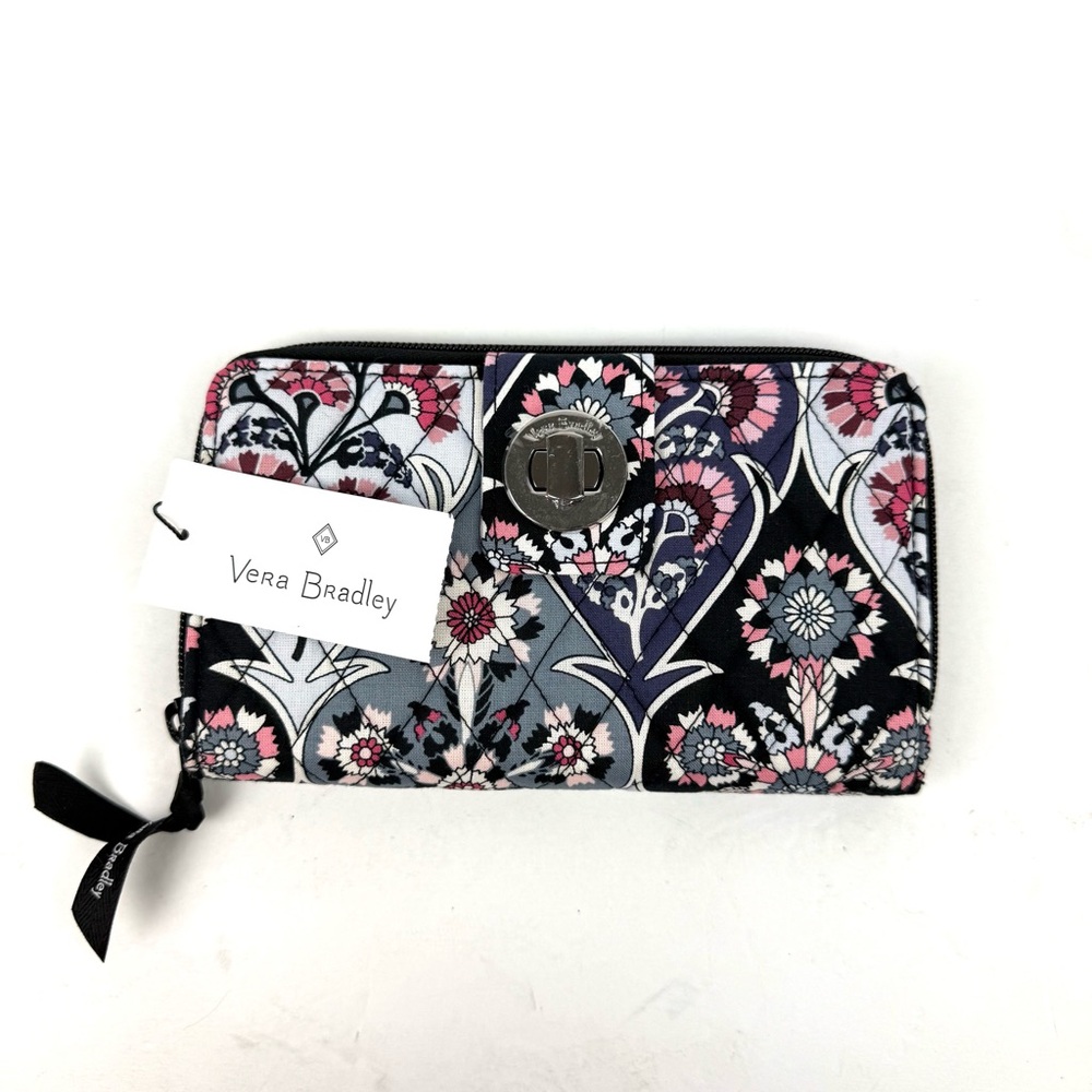 Vera Bradley Ornate Blooms Turnlock Wallet RFID Clutch Organizer Brand New